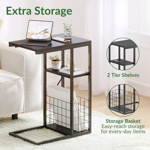 ODIKA Side Table, Under Seating Table with Integrated Power, Adjustable C-Shaped End Table for Home, Living Room, Bedroom ODIKA Side Table, Under Seating Table with Integrated Power, Adjustable C-Shaped End Table for Home, Living Room, Bedroom